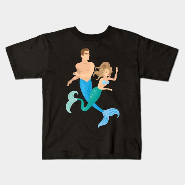 A mermaid and a merman Kids T-Shirt by holidaystore